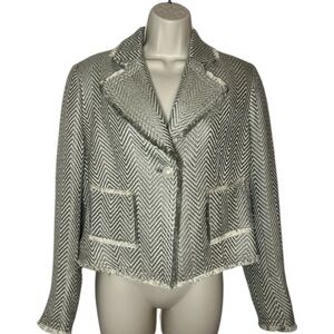 Pierre Cardin Women's Herringbone Blazer - Taupe and White